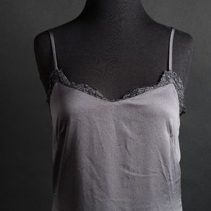 gray lace slip midi dress